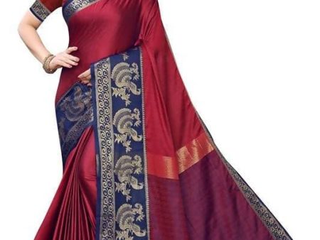 Vamika Banarasi Jacquard Weaving Red Saree (DHONI RED) For Sale