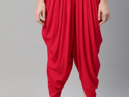 Cheera Women’s Red Dhoti Pant CH10D Cheap