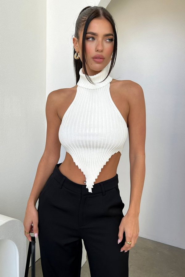 Sylvie Knit Crop - White Hot on Sale